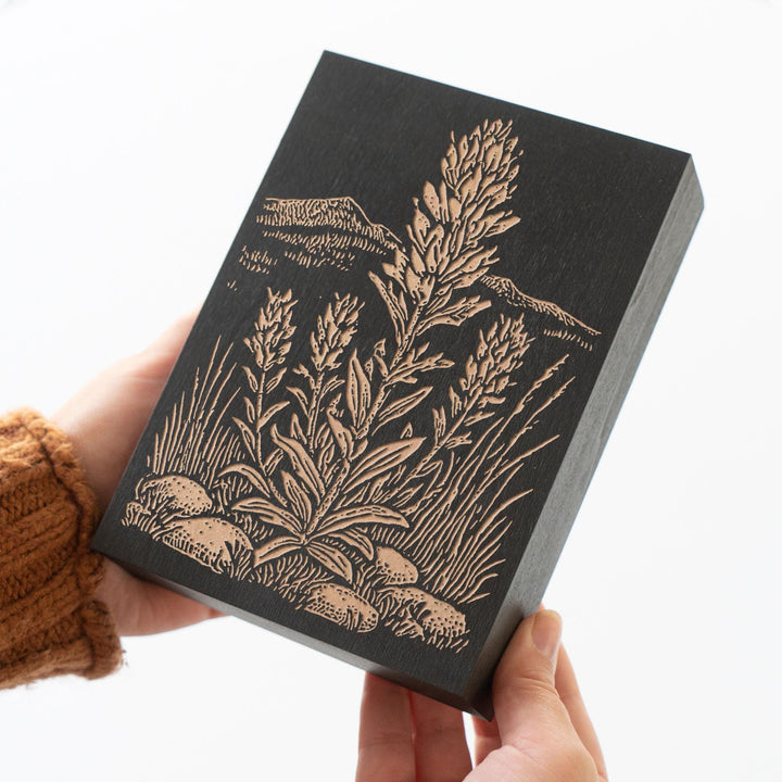 Indian Paintbrush Engraved Wood Panel