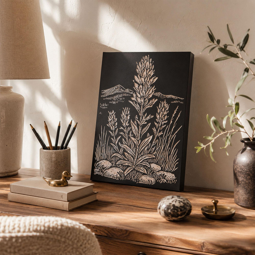 Indian Paintbrush Engraved Wood Panel