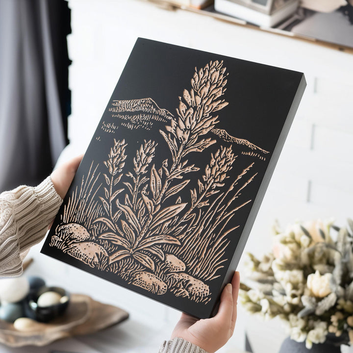 Indian Paintbrush Engraved Wood Panel