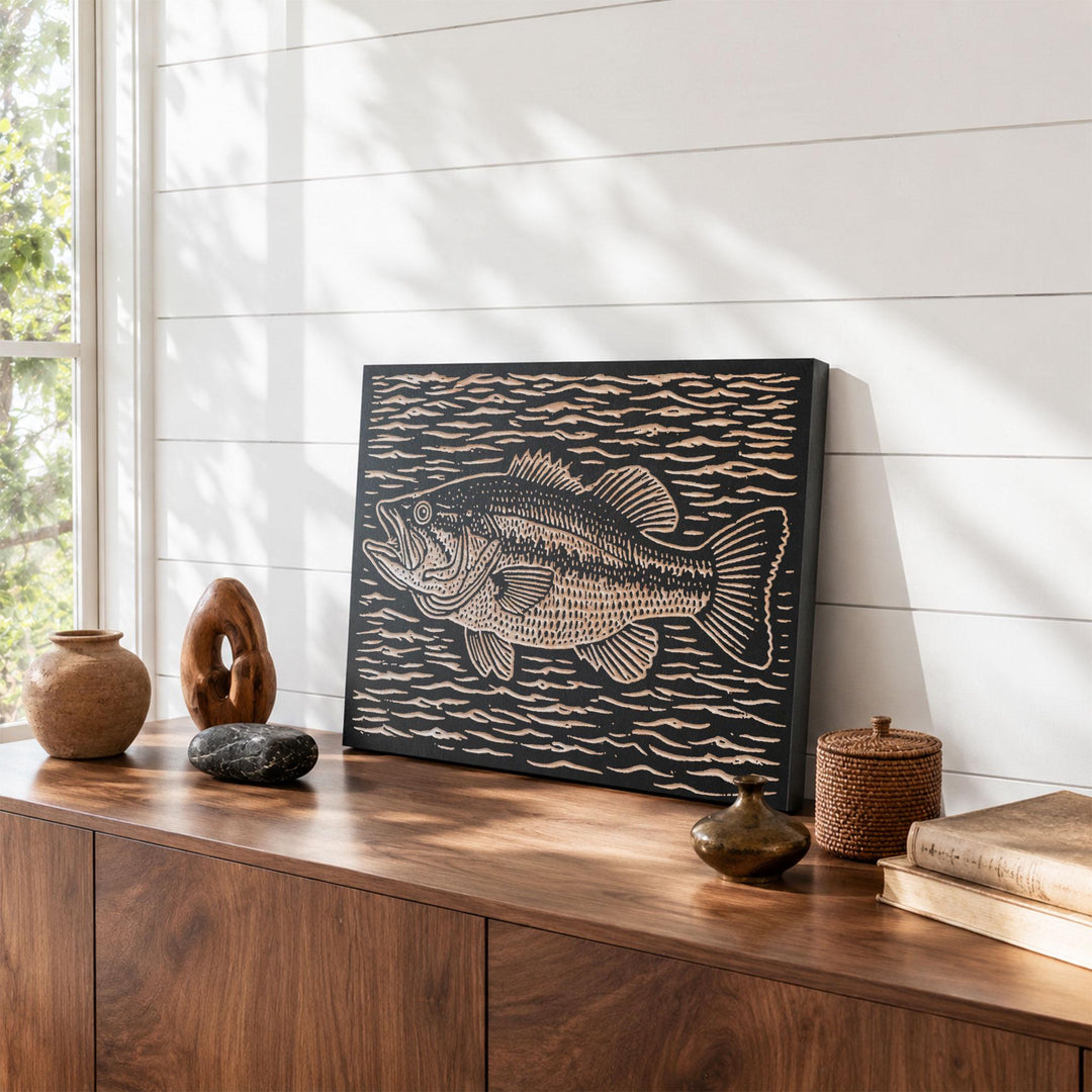Largemouth Bass Engraved Wood Panel