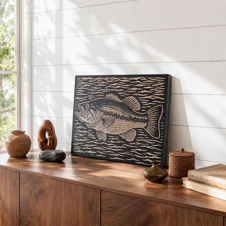 Largemouth Bass Engraved Wood Panel