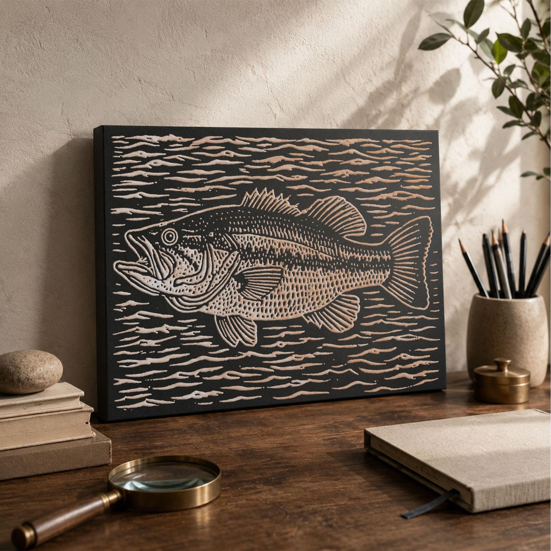 Largemouth Bass Engraved Wood Panel