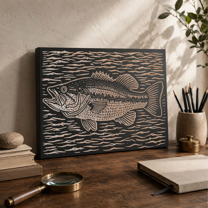 Largemouth Bass Engraved Wood Panel