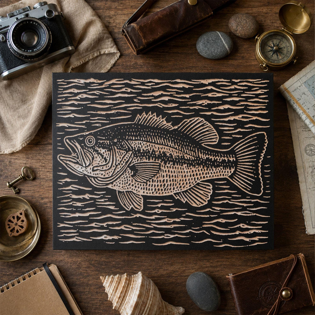 Largemouth Bass Engraved Wood Panel