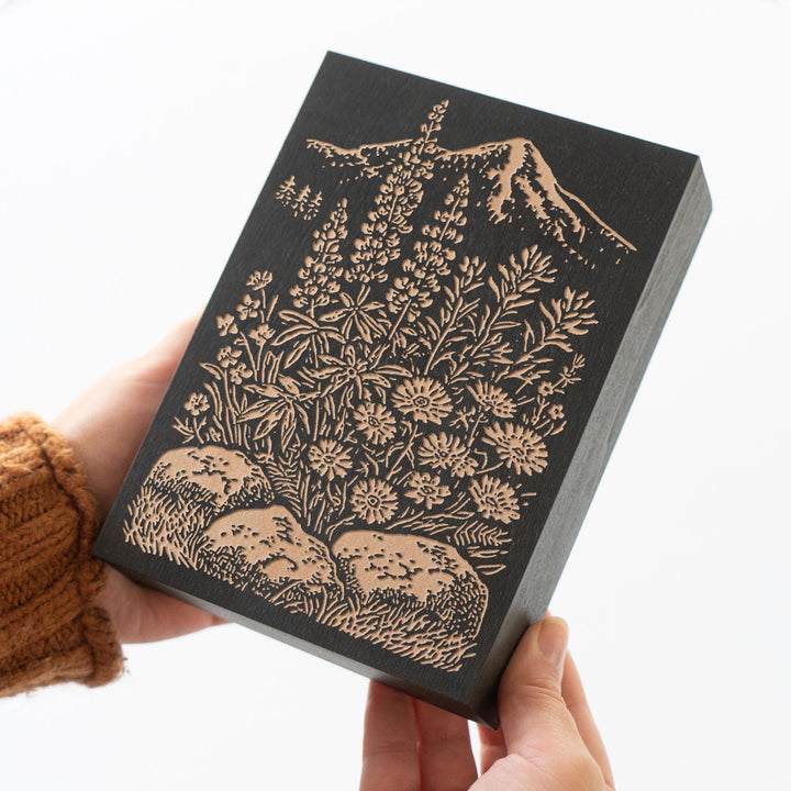 Mountain Wildflowers Engraved Wood Panel
