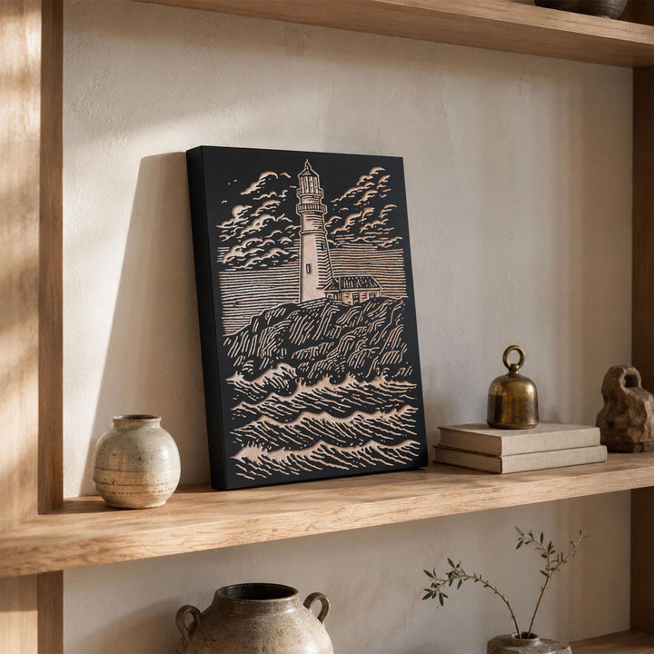 New England Lighthouse Engraved Wood Panel