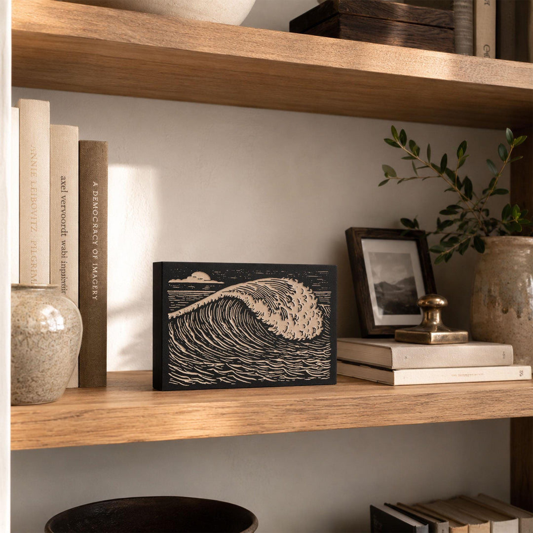 Ocean Wave Engraved Wood Panel