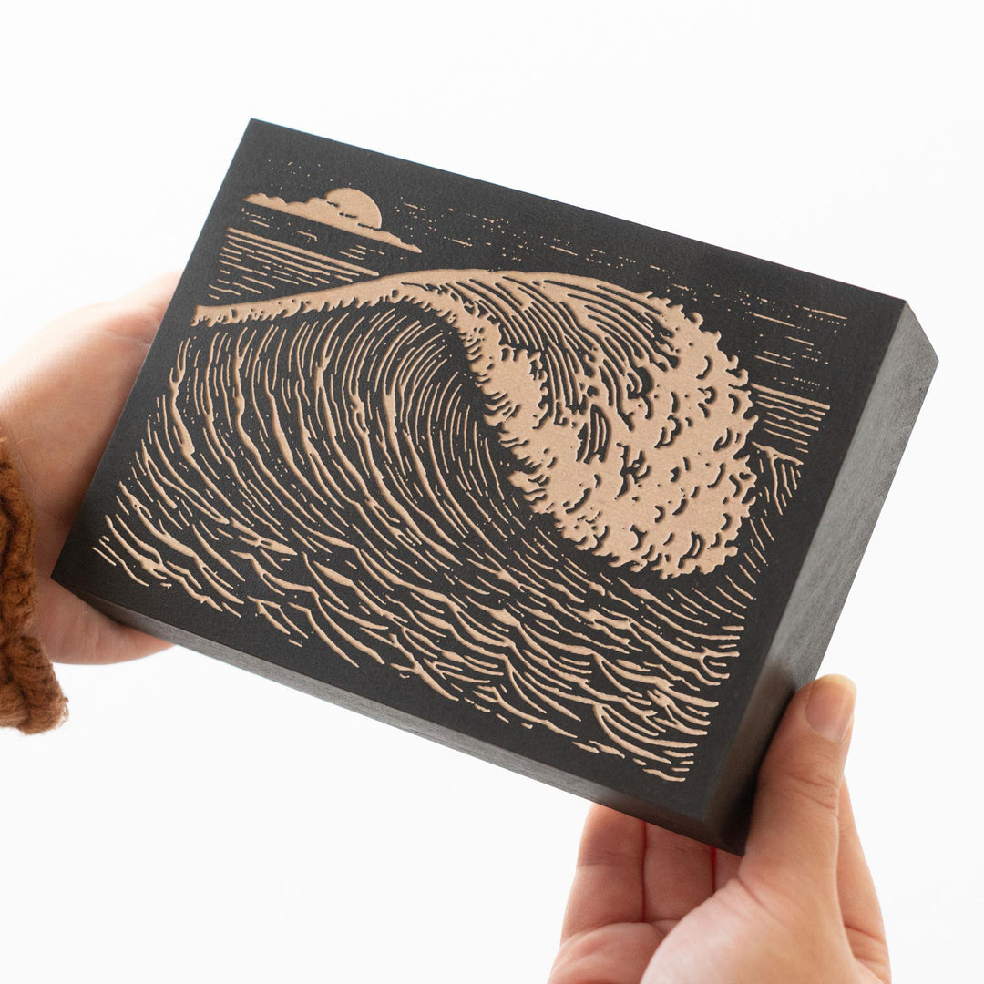 Ocean Wave Engraved Wood Panel