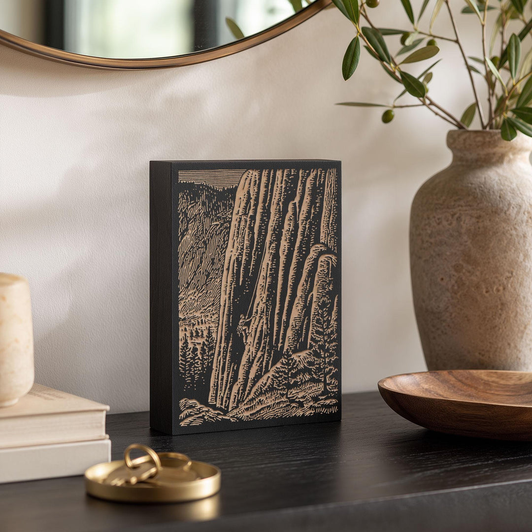 Rock Climber Engraved Wood Panel