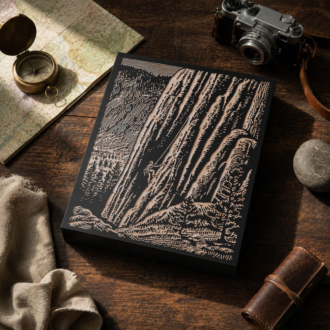 Rock Climber Engraved Wood Panel