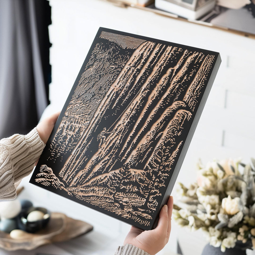 Rock Climber Engraved Wood Panel