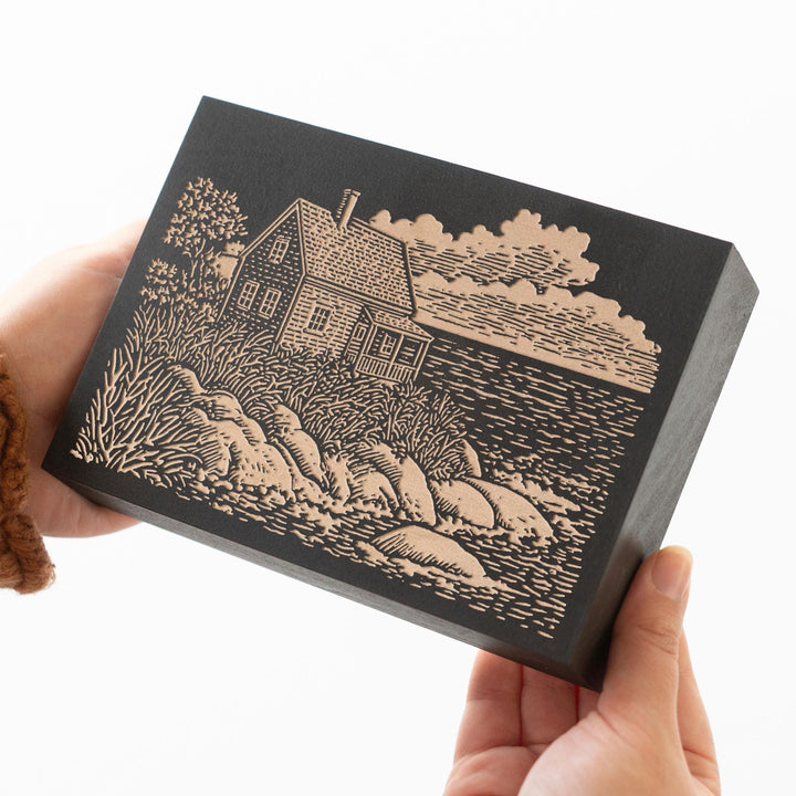 Shingled Coastal Cottage Engraved Wood Panel