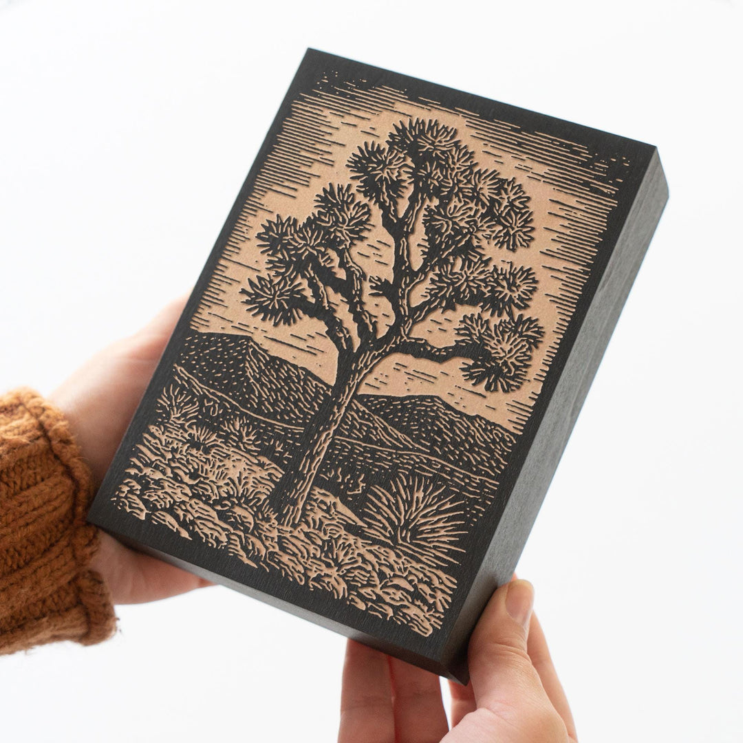 Single Joshua Tree Engraved Wood Panel