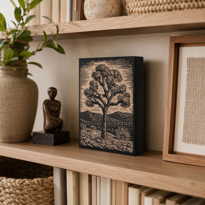 Single Joshua Tree Engraved Wood Panel