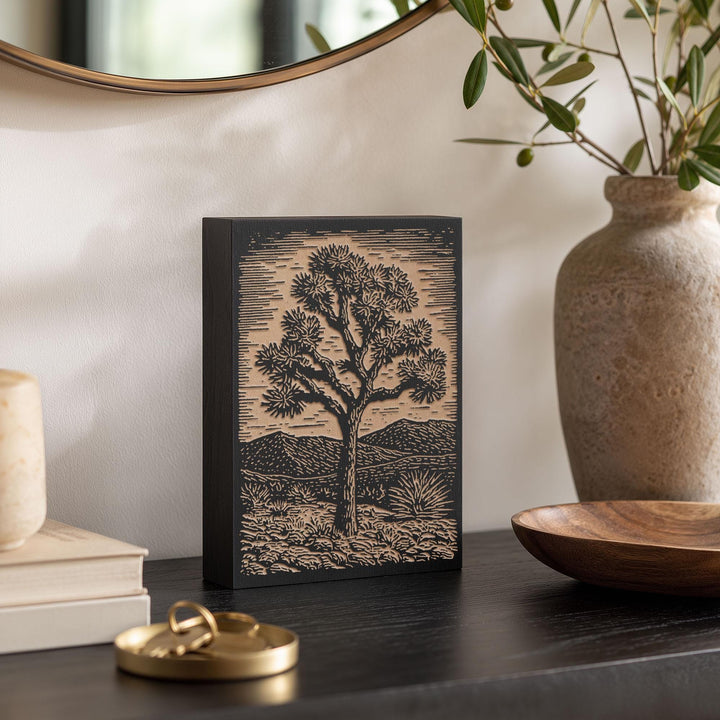 Single Joshua Tree Engraved Wood Panel