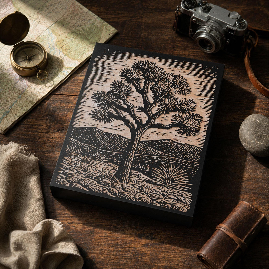 Single Joshua Tree Engraved Wood Panel