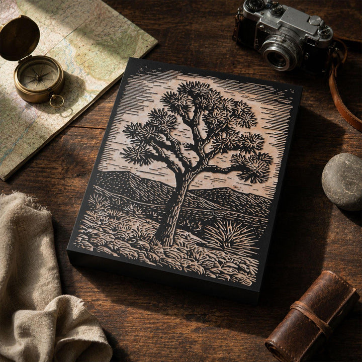 Single Joshua Tree Engraved Wood Panel