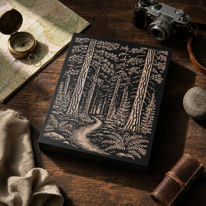 Trail Through the Woods Engraved Wood Panel
