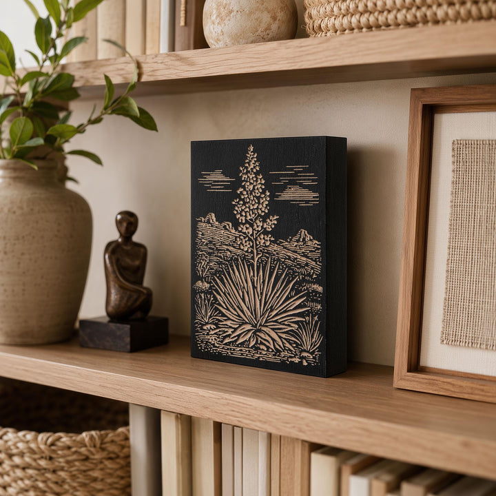 Yucca Plant Engraved Wood Panel
