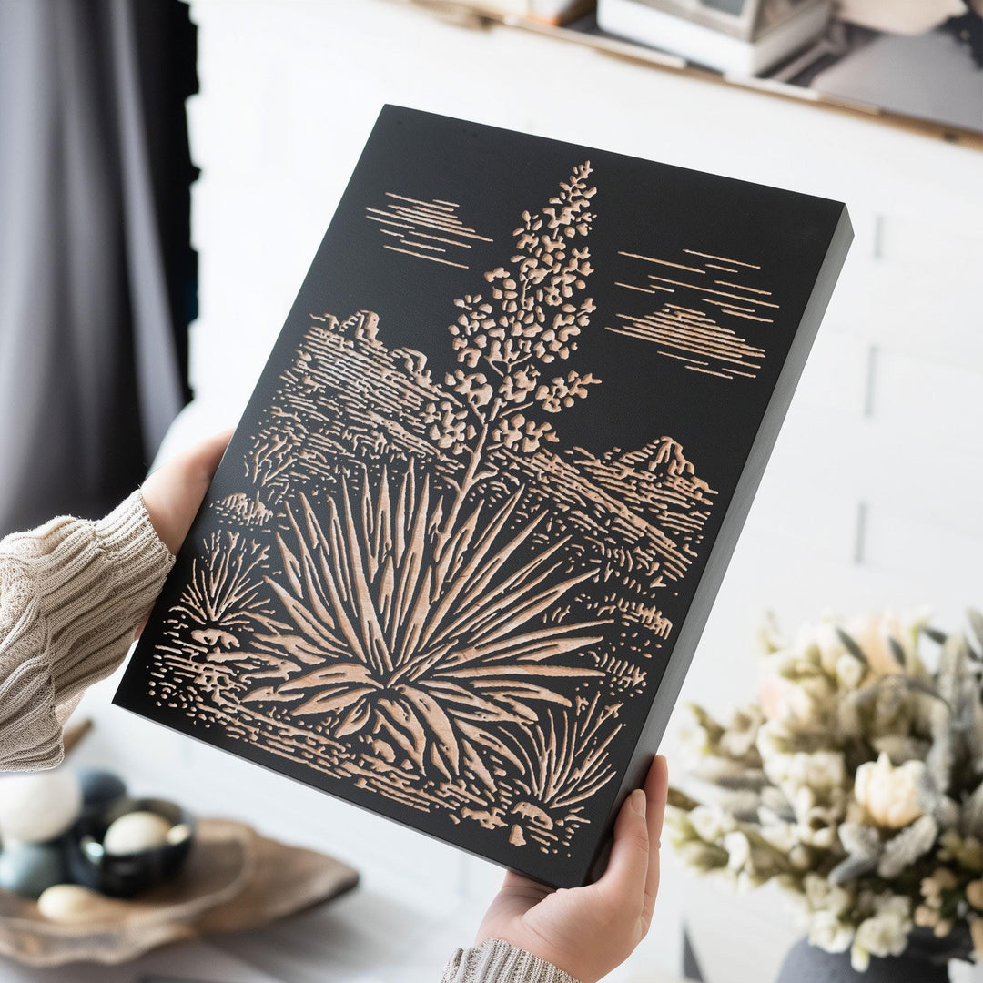 Yucca Plant Engraved Wood Panel