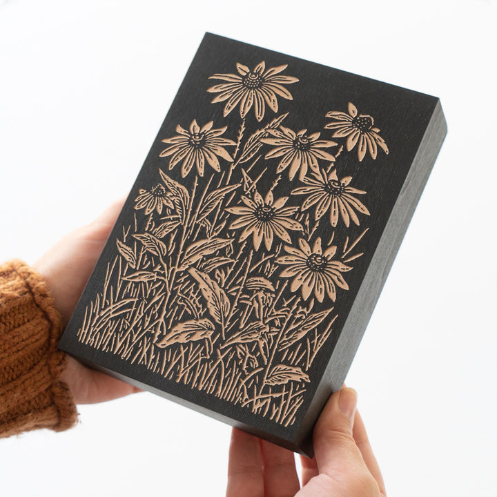 Black Eyed Susan Engraved Wood Panel