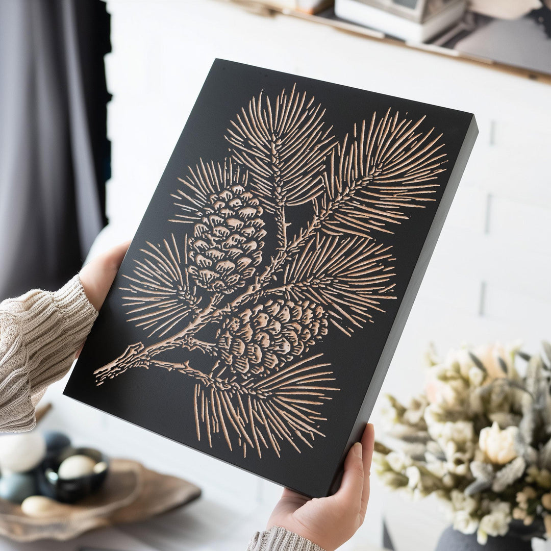 Eastern White Pine Branch Engraved Wood Panel