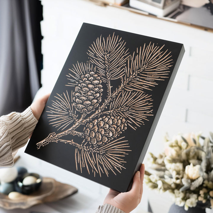 Eastern White Pine Branch Engraved Wood Panel