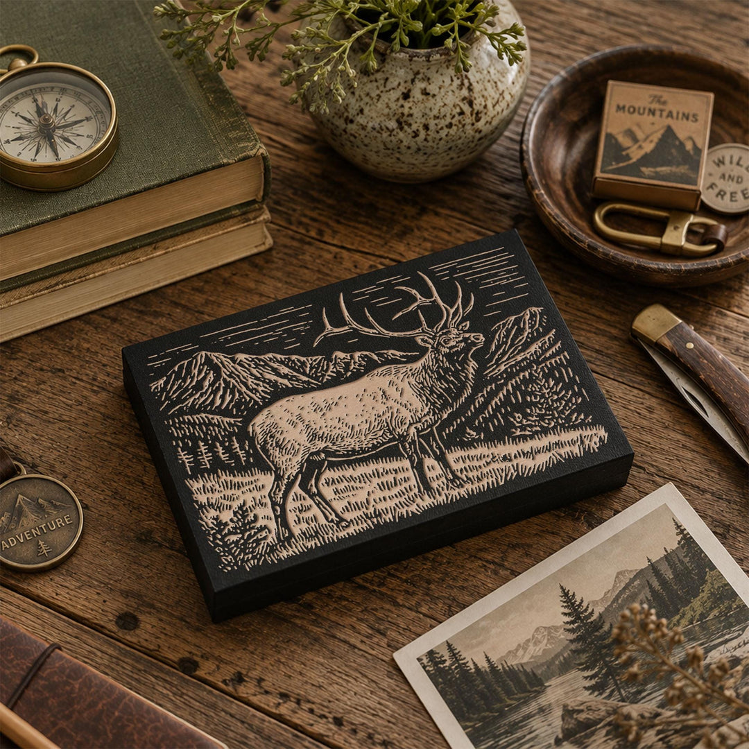 Elk in High Country Engraved Wood Panel