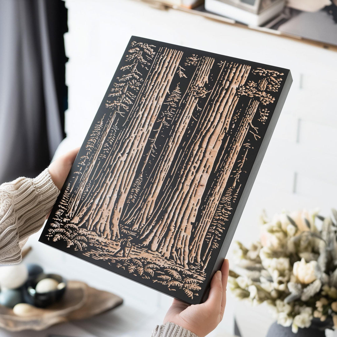 Giant Sequoia Trunks Engraved Wood Panel