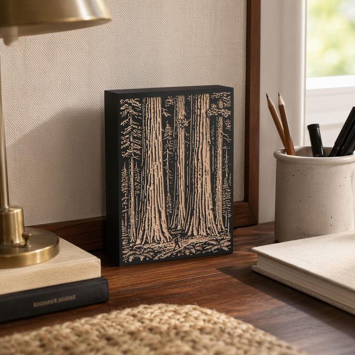Giant Sequoia Trunks Engraved Wood Panel