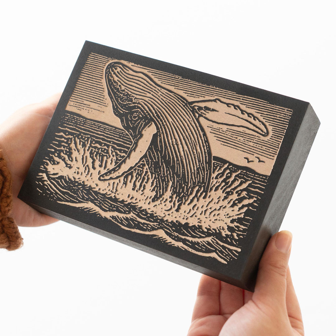 Humpback Breaching Engraved Wood Panel