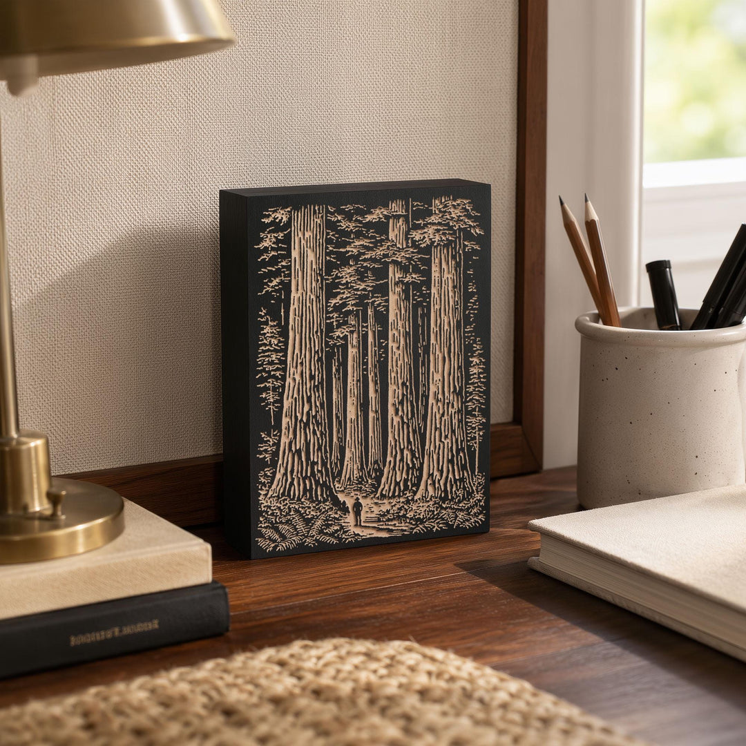 Redwood Forest Engraved Wood Panel
