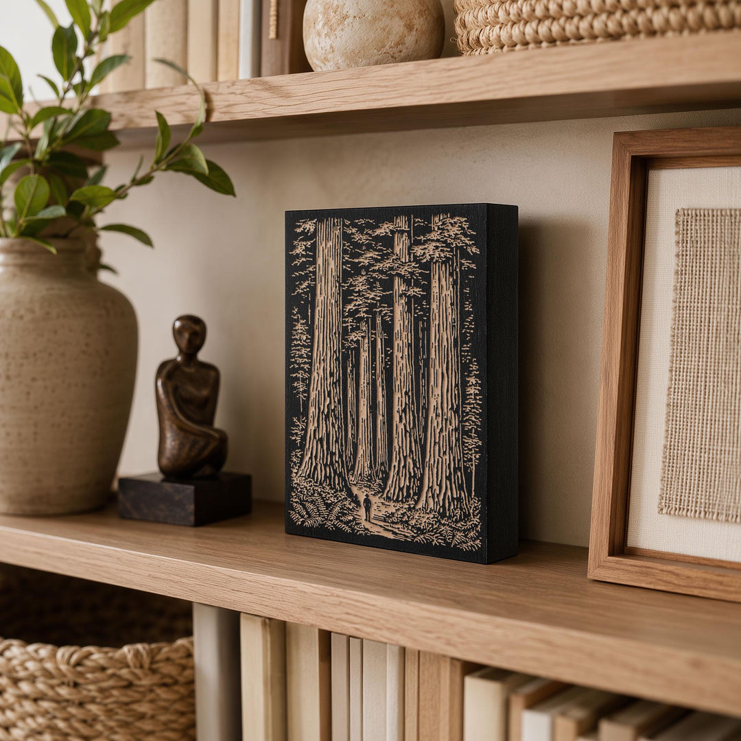 Redwood Forest Engraved Wood Panel