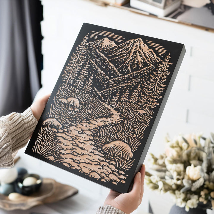 Rocky Mountain Trail Engraved Wood Panel