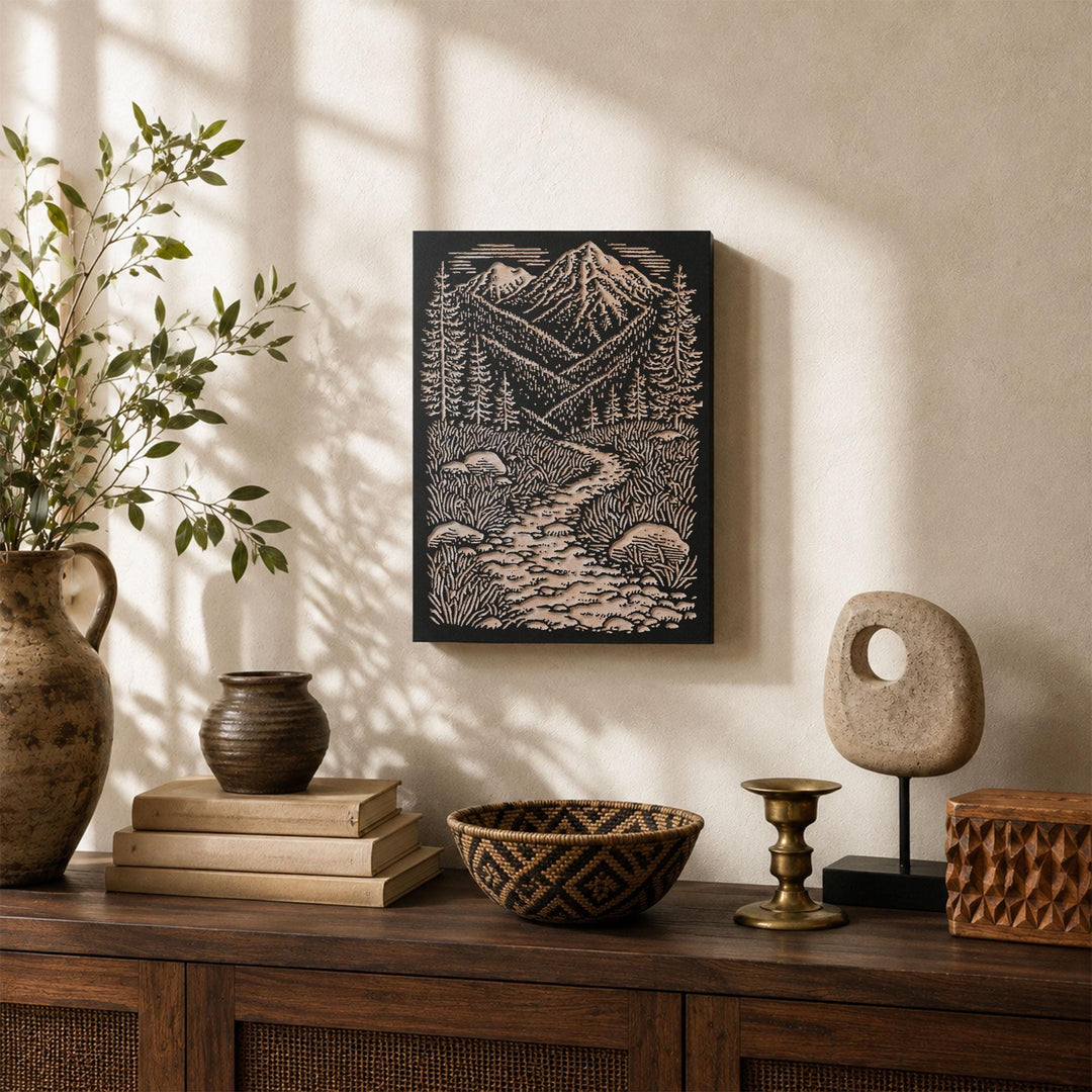 Rocky Mountain Trail Engraved Wood Panel