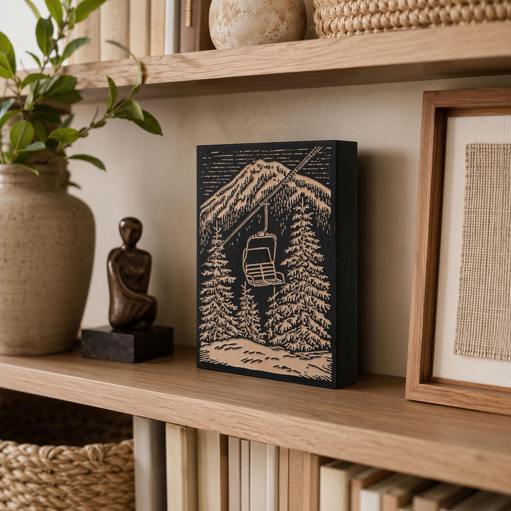 Single Chairlift Engraved Wood Panel