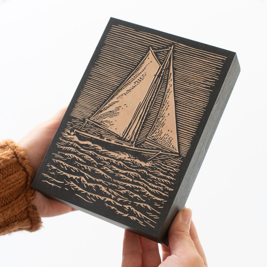 Single Mast Sailboat Engraved Wood Panel