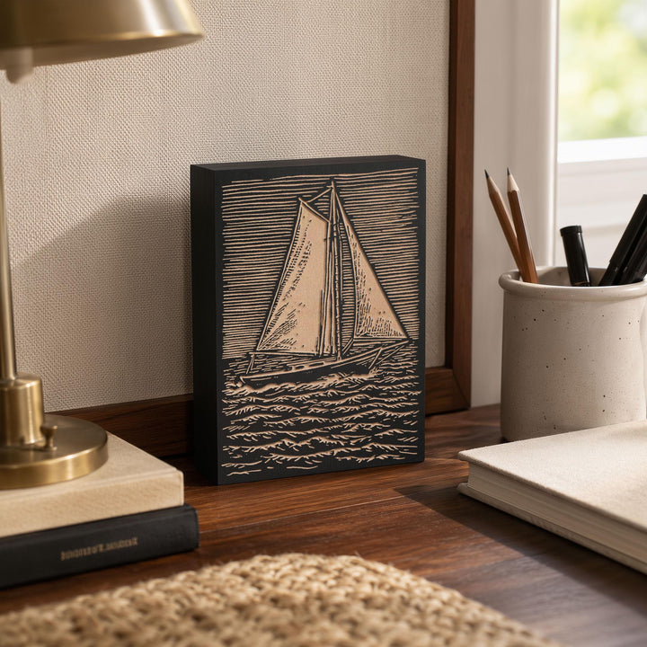 Single Mast Sailboat Engraved Wood Panel