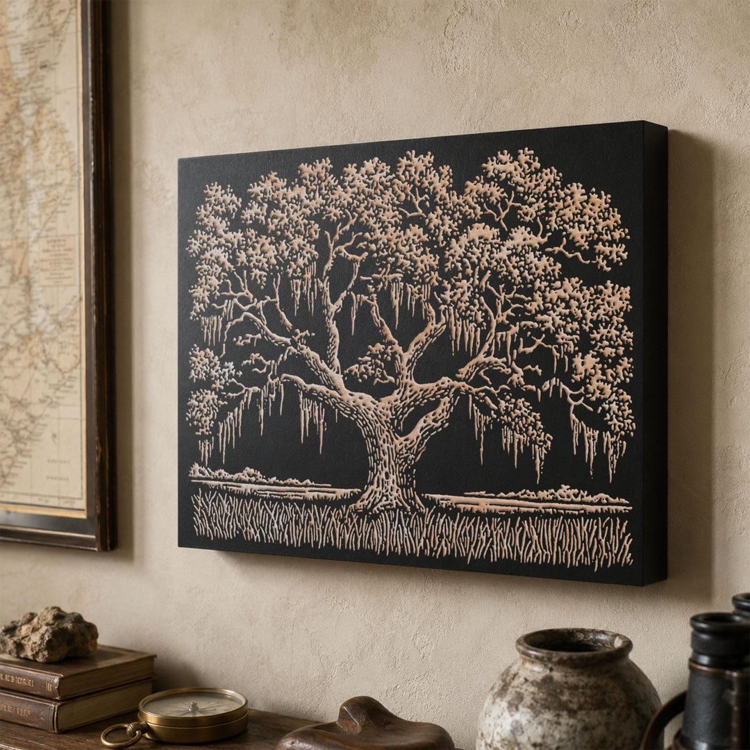 Southern Live Oak Engraved Wood Panel