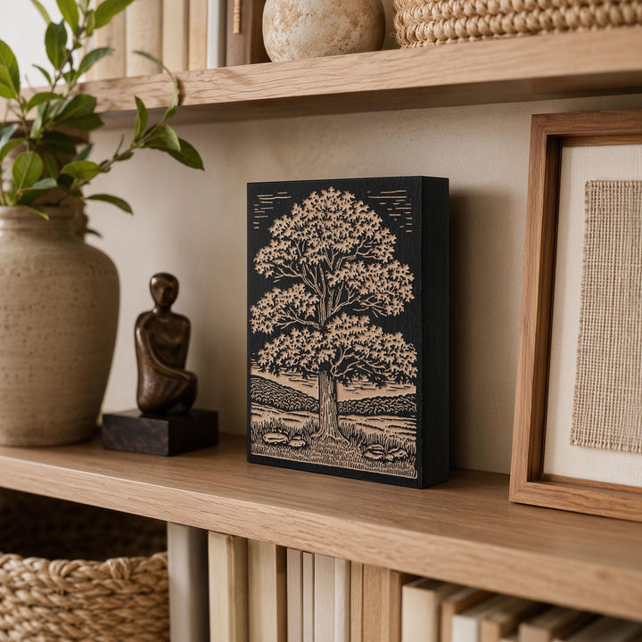 Sugar Maple in Field Engraved Wood Panel