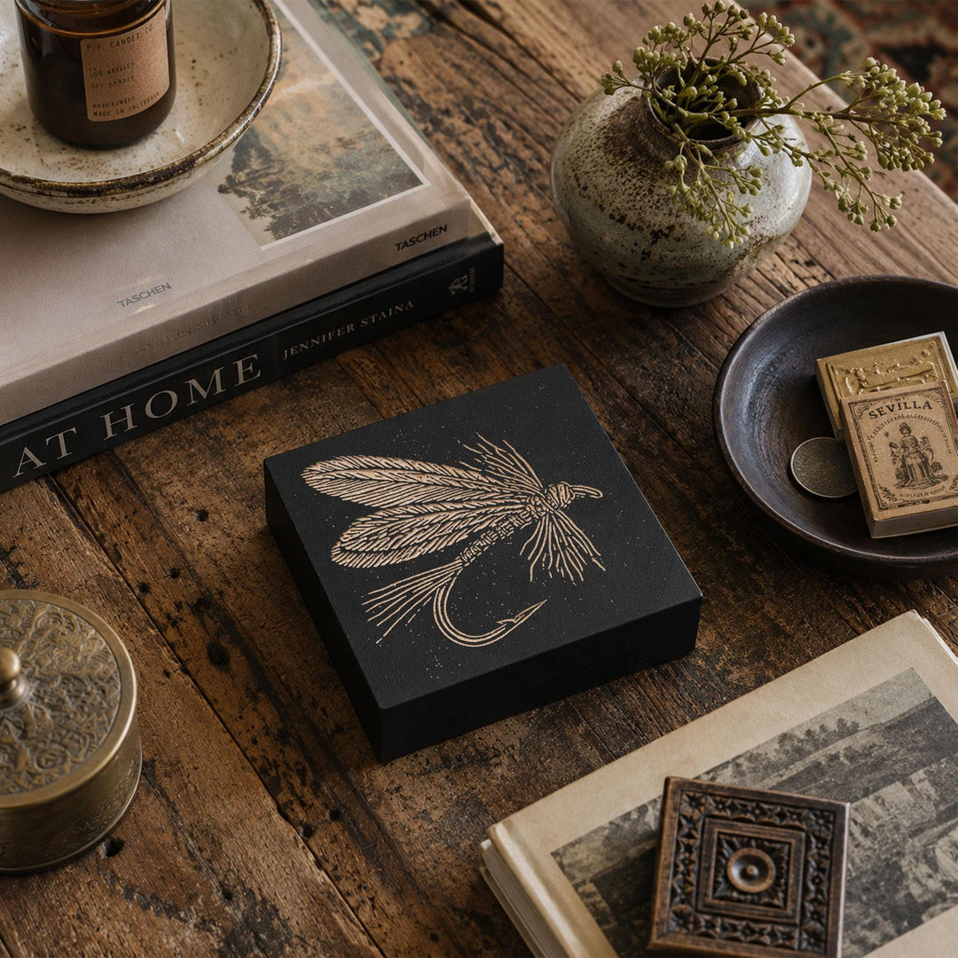 Classic Hand-Tied Fly Engraved Wood Panel