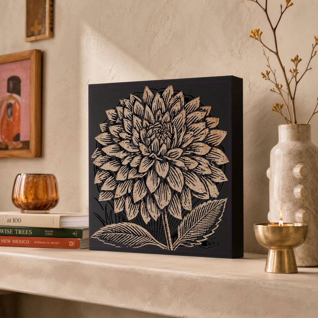Dahlia Bloom Engraved Wood Panel