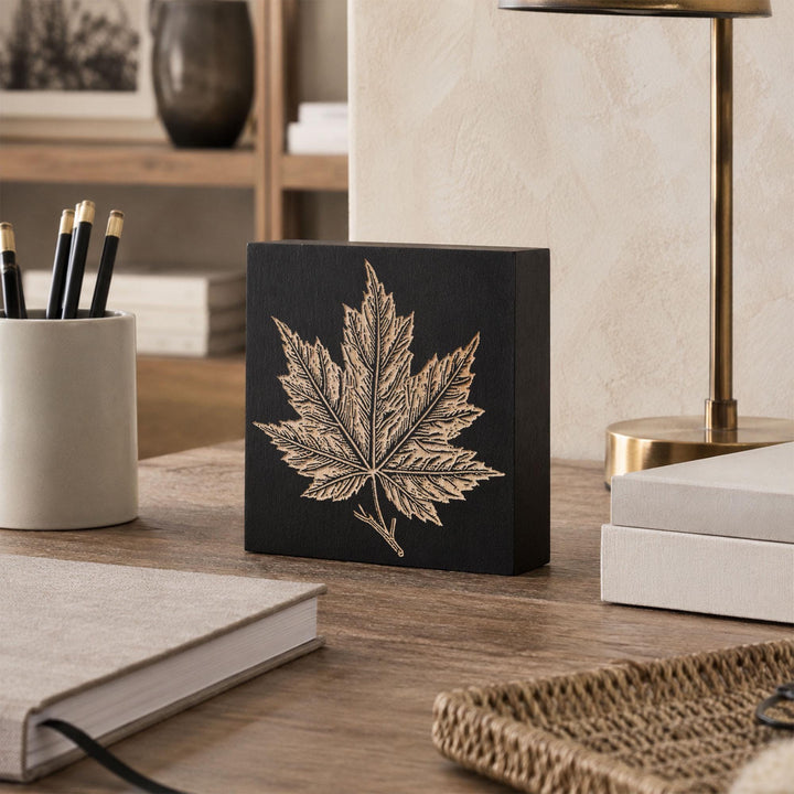 Sugar Maple Leaf Engraved Wood Panel