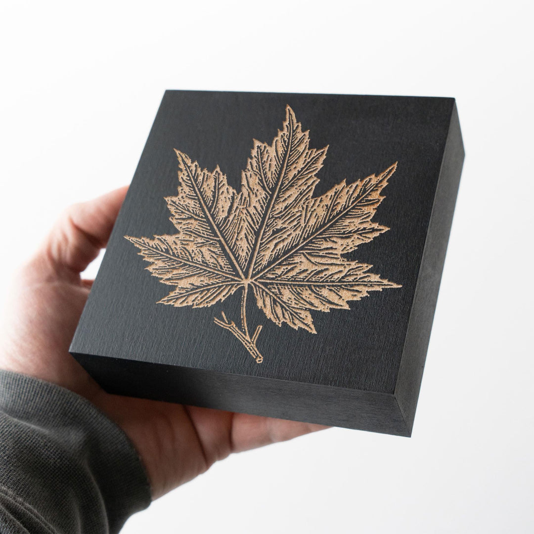 Sugar Maple Leaf Engraved Wood Panel