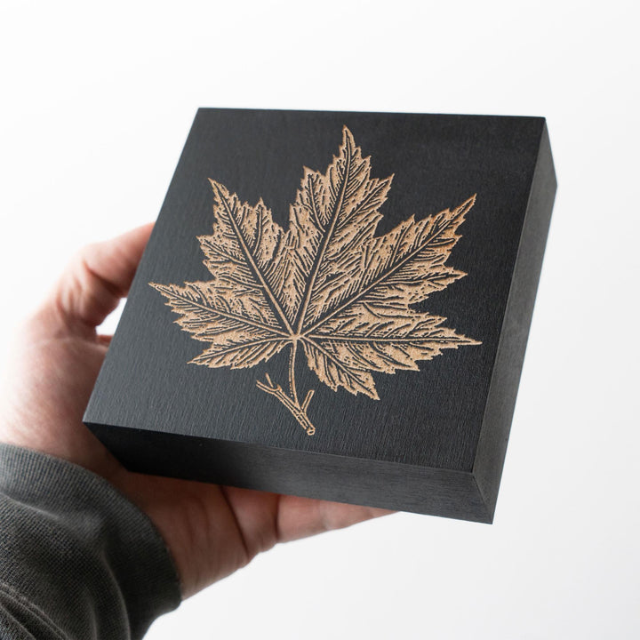 Sugar Maple Leaf Engraved Wood Panel