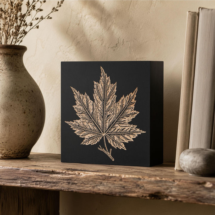 Sugar Maple Leaf Engraved Wood Panel