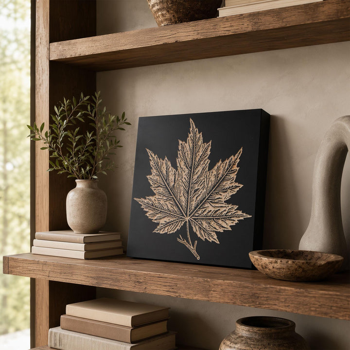 Sugar Maple Leaf Engraved Wood Panel