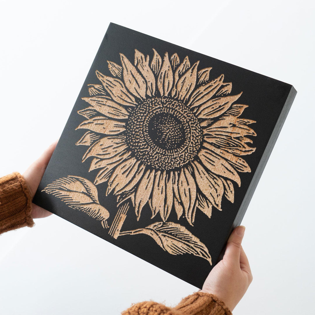 Sunflower Engraved Wood Panel