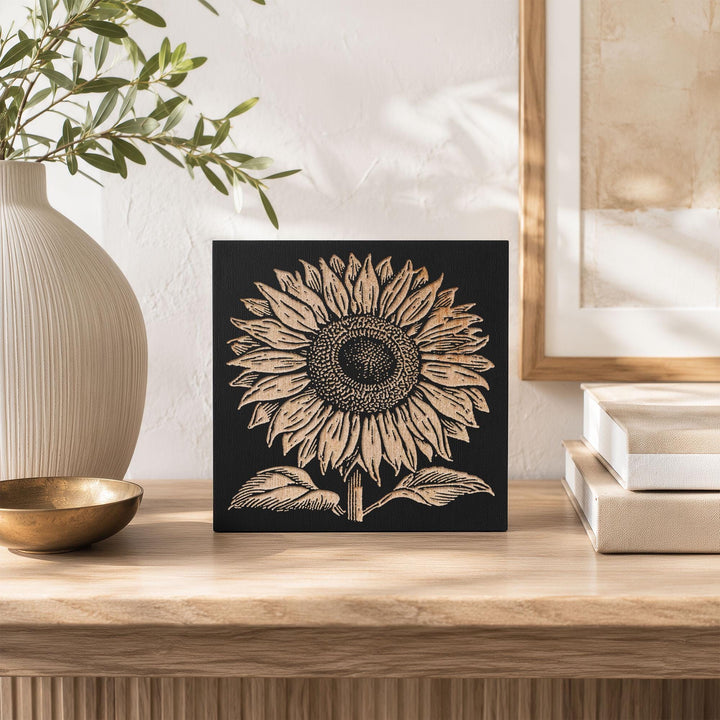 Sunflower Engraved Wood Panel