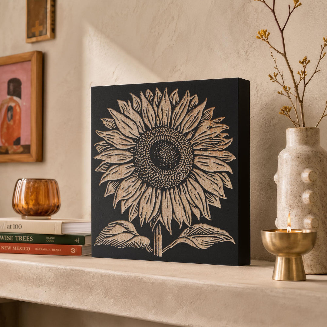 Sunflower Engraved Wood Panel